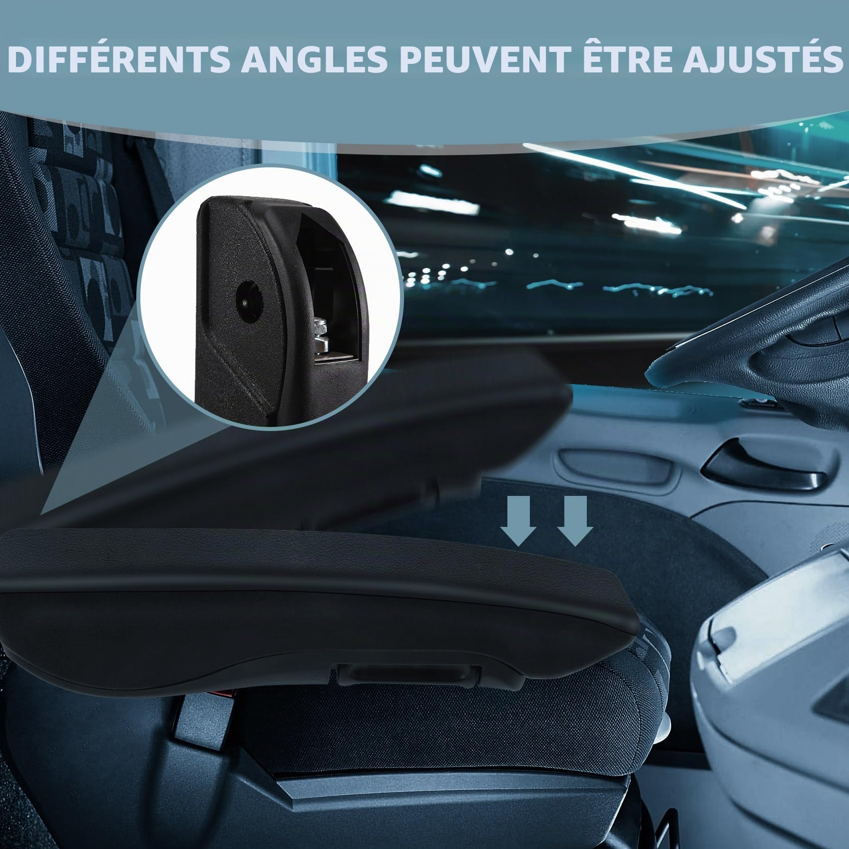 Accoudoir universel réglable pour siège de voiture pour camping-car, camionnette, bateau, pièces auto (droite)