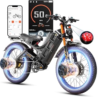 eAhora Romeo Pro 3 Electric Bike for Adults, 5600W 50MPH Dual Motor Ebike, 60V 80AH 250Miles Long Range Electric Bike, 26" *4.0 Fat Tire Electric Mountain Bike Full Suspension Off-Road E-Bike, UL2849
