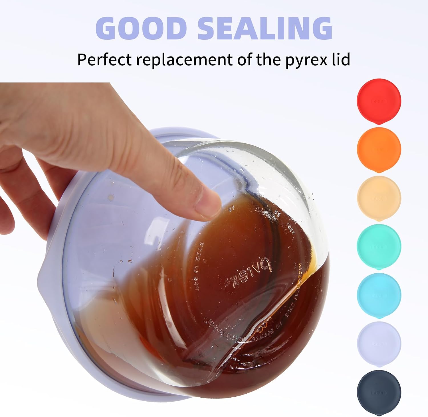 Replacement Lids for Pyrex 7201-PC 4 Cup, Silicone Round Storage Cover Lid for Anchor Hocking Glass Bowl 6 Pack Mixed Colo