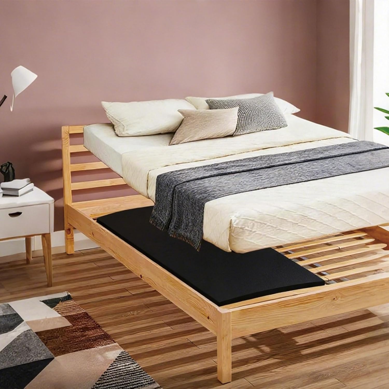 47“ Sagging Mattress Support, for Fix Sinking Bed Curve Design 2 Inches High Density Foam Insert Pad 47 * 25 * 2 in (Black)
