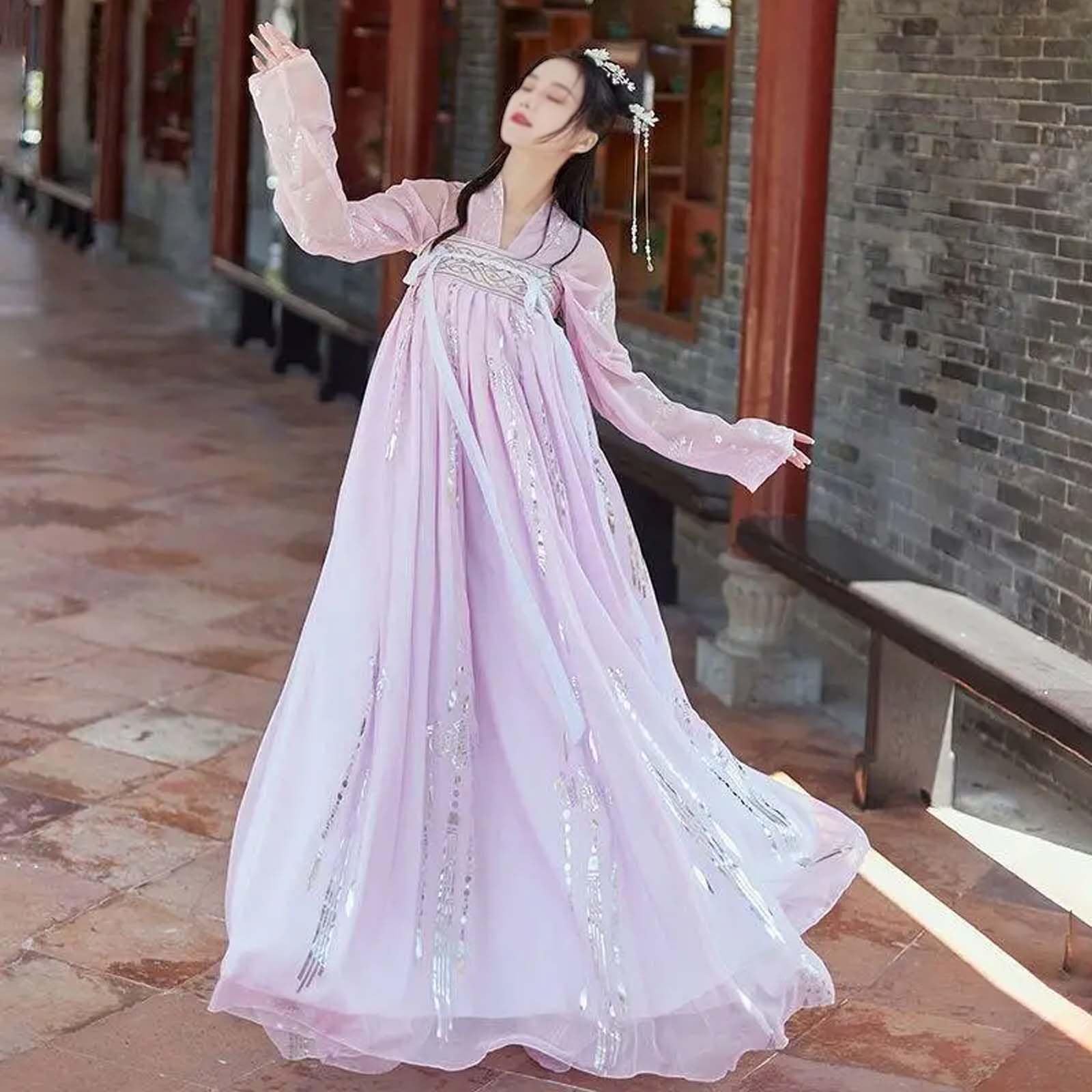 Antyczne sukienki Hanfu (S-3XL), damski kostium Tang (rozmiar plus), top + spódnica + bluzka z rękawami, cosplay/na co dzień