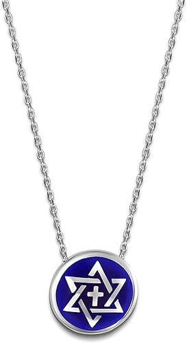 Miniatura 4 de Alef Bet by Paula Collar de cruz y estrella judía de David para mujer Plateado