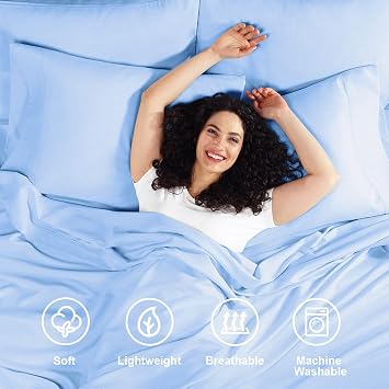 Empyrean California King Sheets Set - 110 GSM 6 Piece Bed Sheets for California King Size Bed, Soft Bedding Sheets & Pillowcases - Calm Blue
