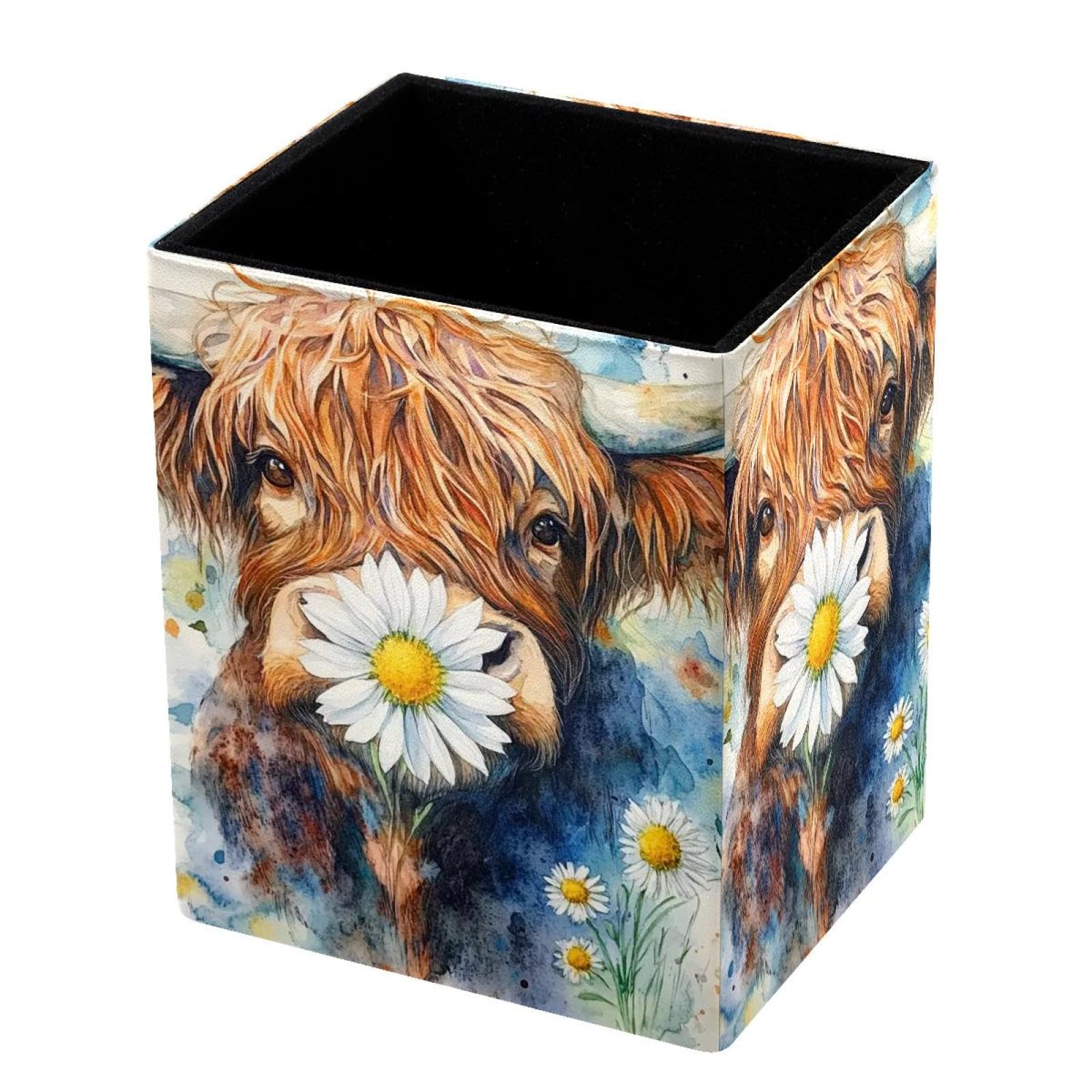 VAPOKF Pencil Holders for Desk, Watercolor Cow Printed Pen Holders Pen Pot Makeup Brushes Storage Desktop Stationery Supplies Organiser for Home Office
