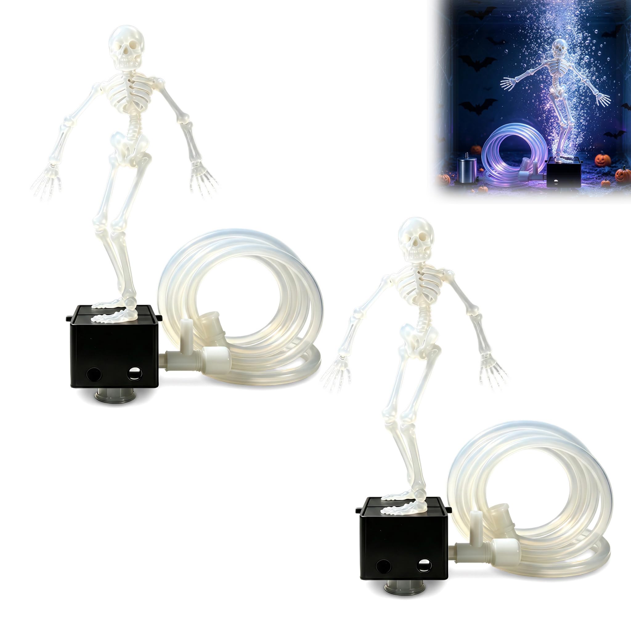 Dancing Skeleton Aquarium Bubbler, Fish Tank Decoration with Air Hose