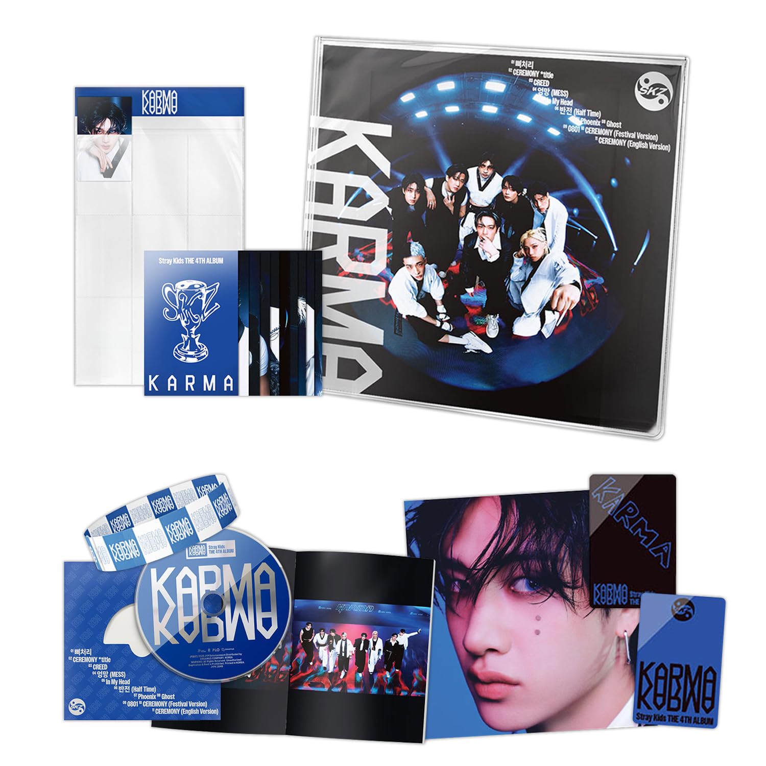 Stray Kids [KARMA] (KARMA Ver. Limited Edition) R + Photobook + 2 Pin Button Badges + 5 Extra Photocards