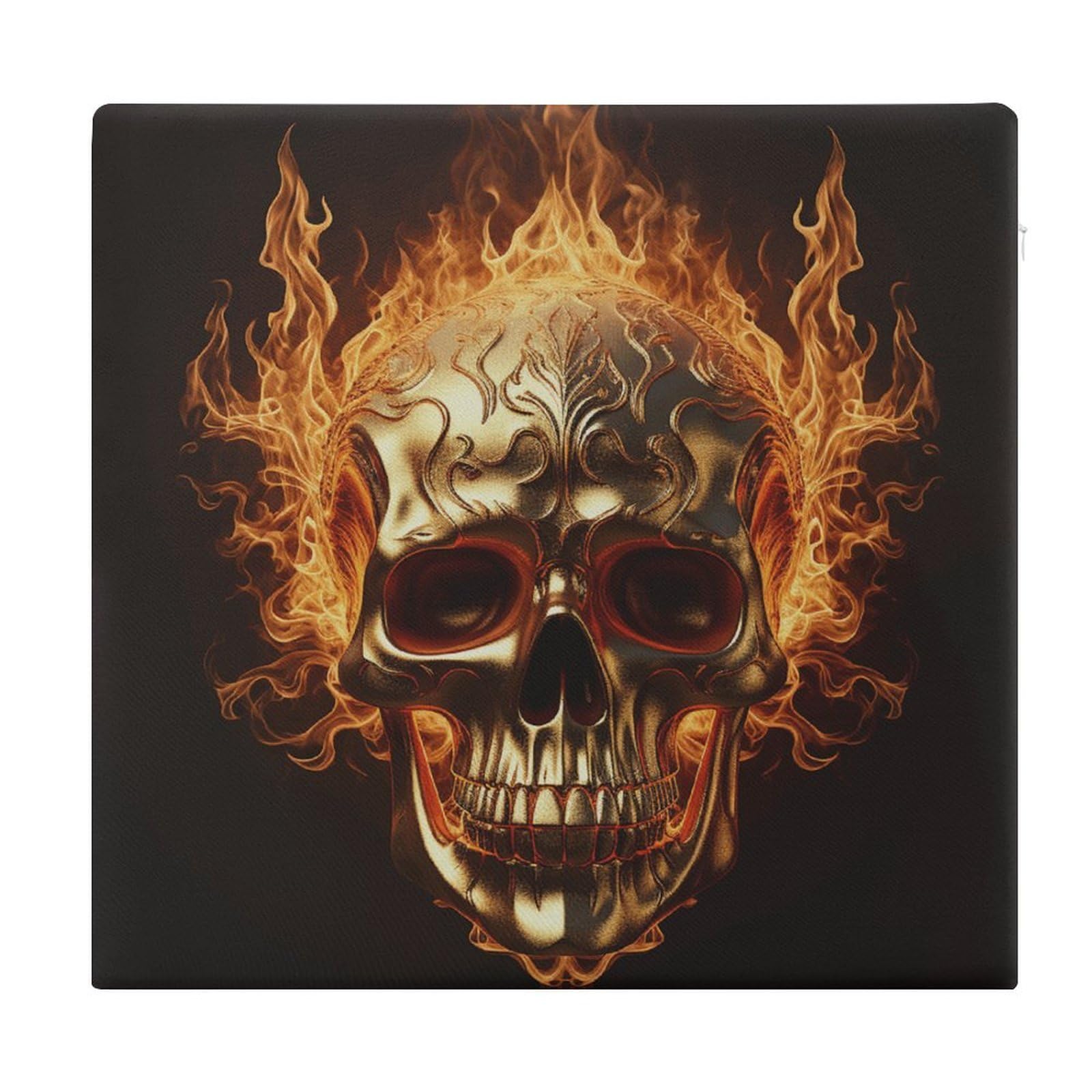Adfgyerh Style Skull And Flames Cushions Memory Foam For Adults, Seat Cushion Chair Pads Soft, Square Pillows For Dining, Kitchen, Office, Patio Chairs