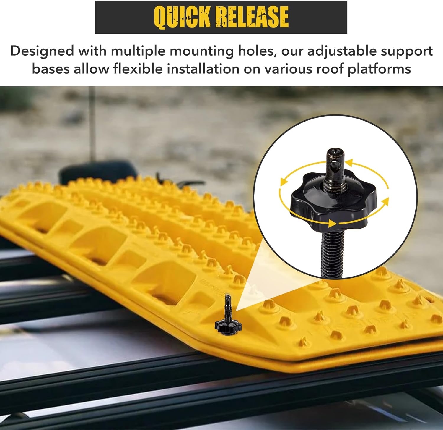 Traction Board Mounting Kit with Lock, DIY-Installable Recovery Board Mount, Universal Bracket for Rooftop Platform Traction Tracks