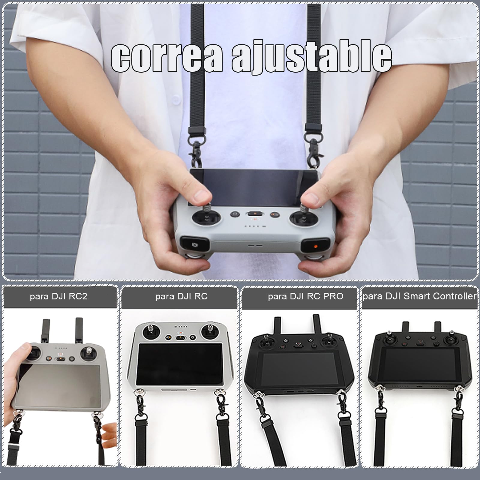 Correa para controlador DJI Mini 3/Mini 3 Pro/Mini 4 Pro/Air 3/ Air 2S/Air 3S/Mavic 3 Classic, correa de cuello para DJI RC/RC 2/RC Pro,correa de hombro para accesorios de drones