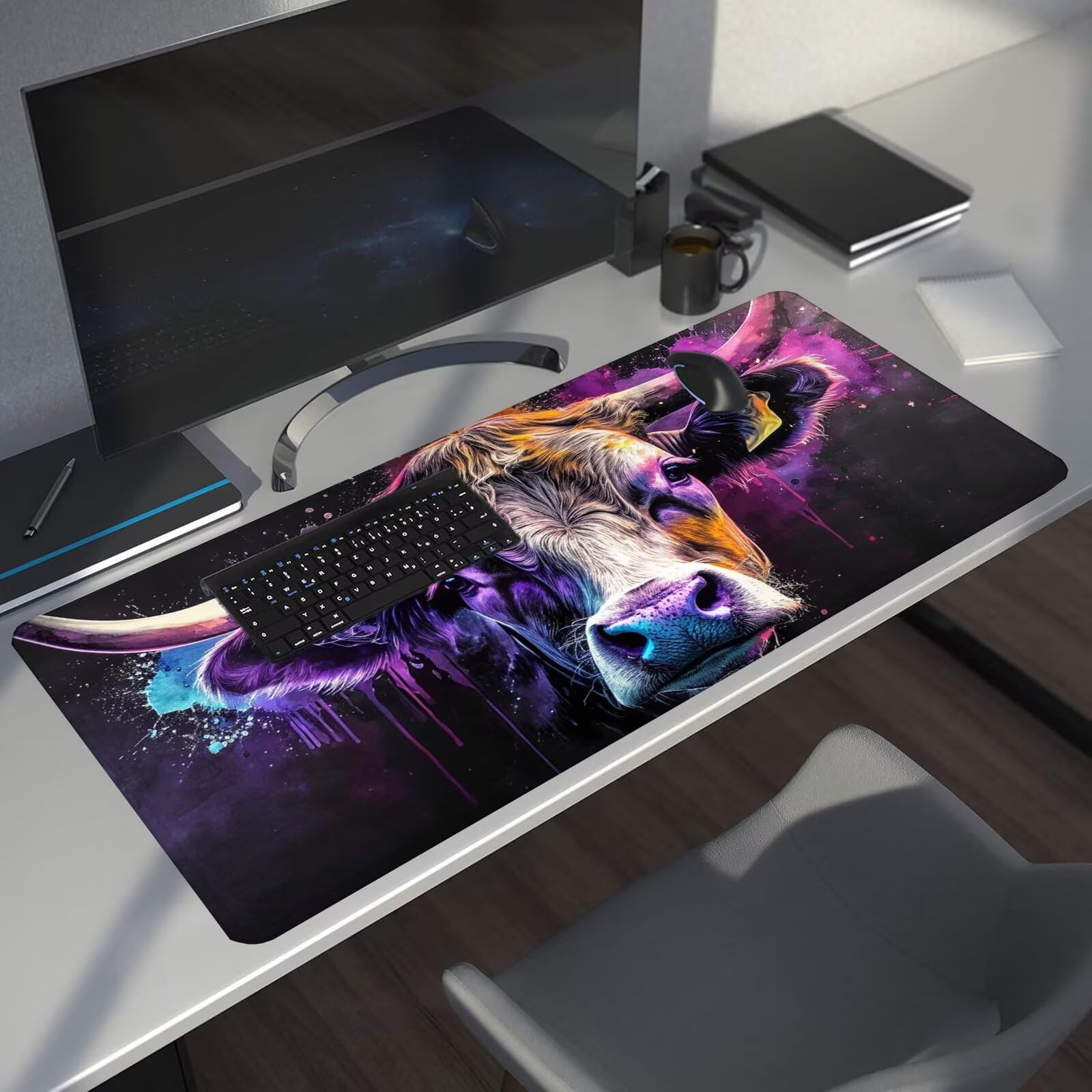 Kolorowa podkładka pod mysz XXL wołowina 1600 x 800 x 4 mm podkładka pod mysz do gier, duża wodoodporna antypoślizgowa podkładka na biurko, podkładka pod mysz szyte krawędzie dla graczy, komputera,