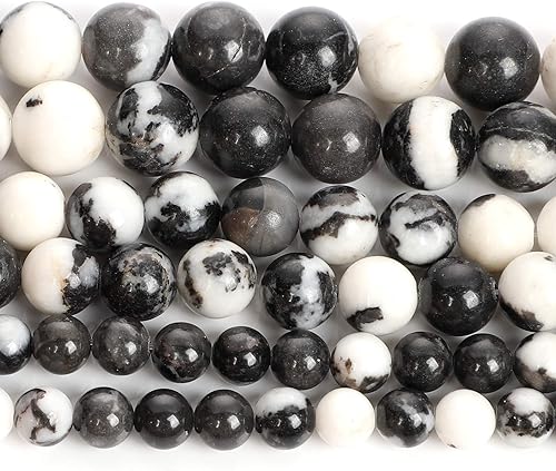Miniatura 3 de 60 cuentas de piedra natural de cebra negra de 0.236in para hacer joyas, piedra energética curativa, disfruta de hacer bricolaje