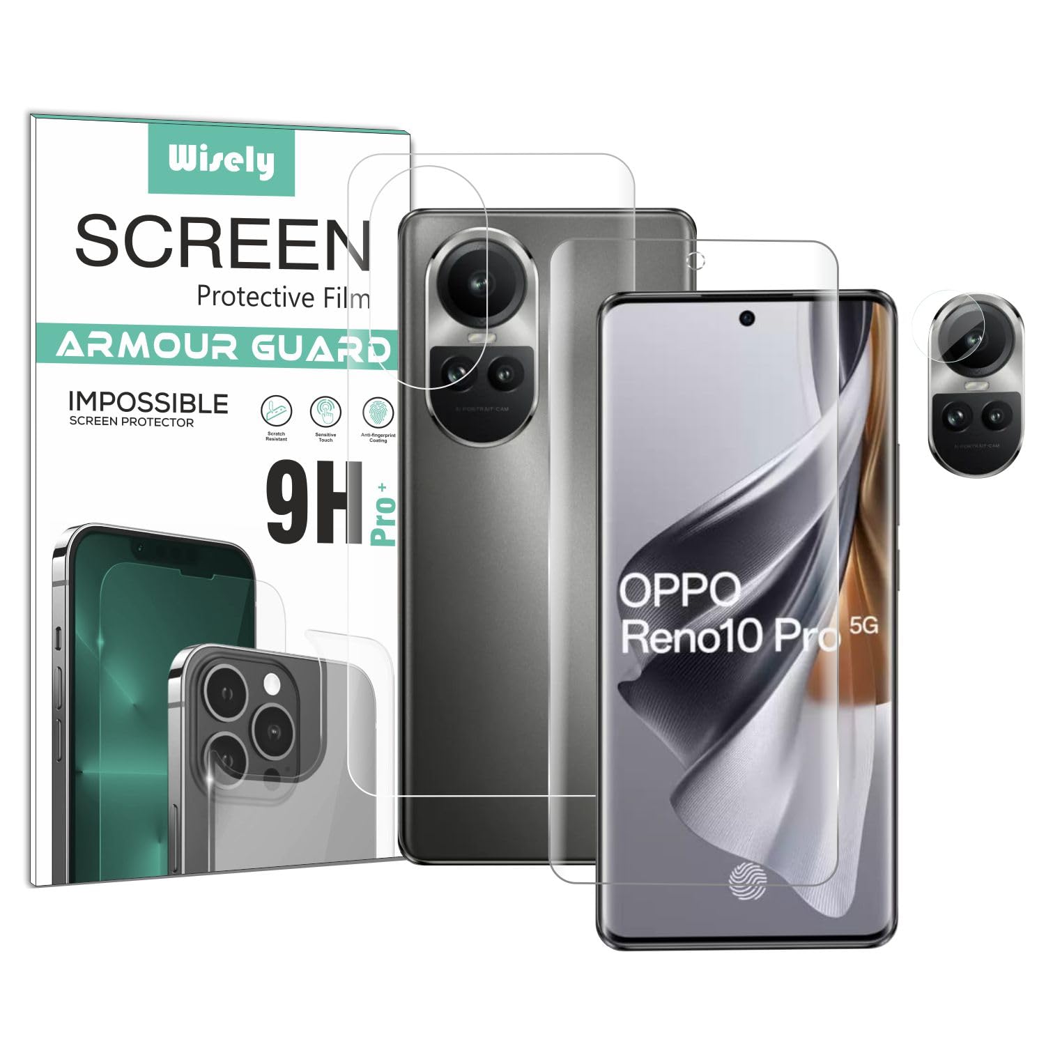 Wisely 3in1 Camera Lens Nano Glass + Anti Scratch Front & Back Guard Screen Protector for Oppo Reno 10 Pro 5G - Front&Back Skin + Camera Guard (B0CD5ZRRNX) Amazon Price History, Amazon Price Tracker