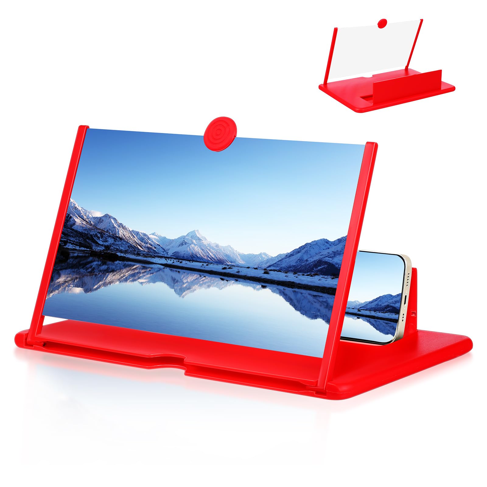 Operitacx Ingranditore Schermo per Smartphone in Abs Rosso Lente Portatile per Film Video e Giochi per Anziani e Adulti
