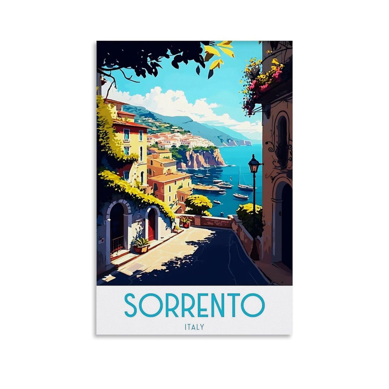 Ouweri Unframe-Style Sorrento Italy Vintage Travel Poster Wall Art Bedroom Prints Home Decor Hanging Picture Canvas Paintings 16X24inch(40X60cm)