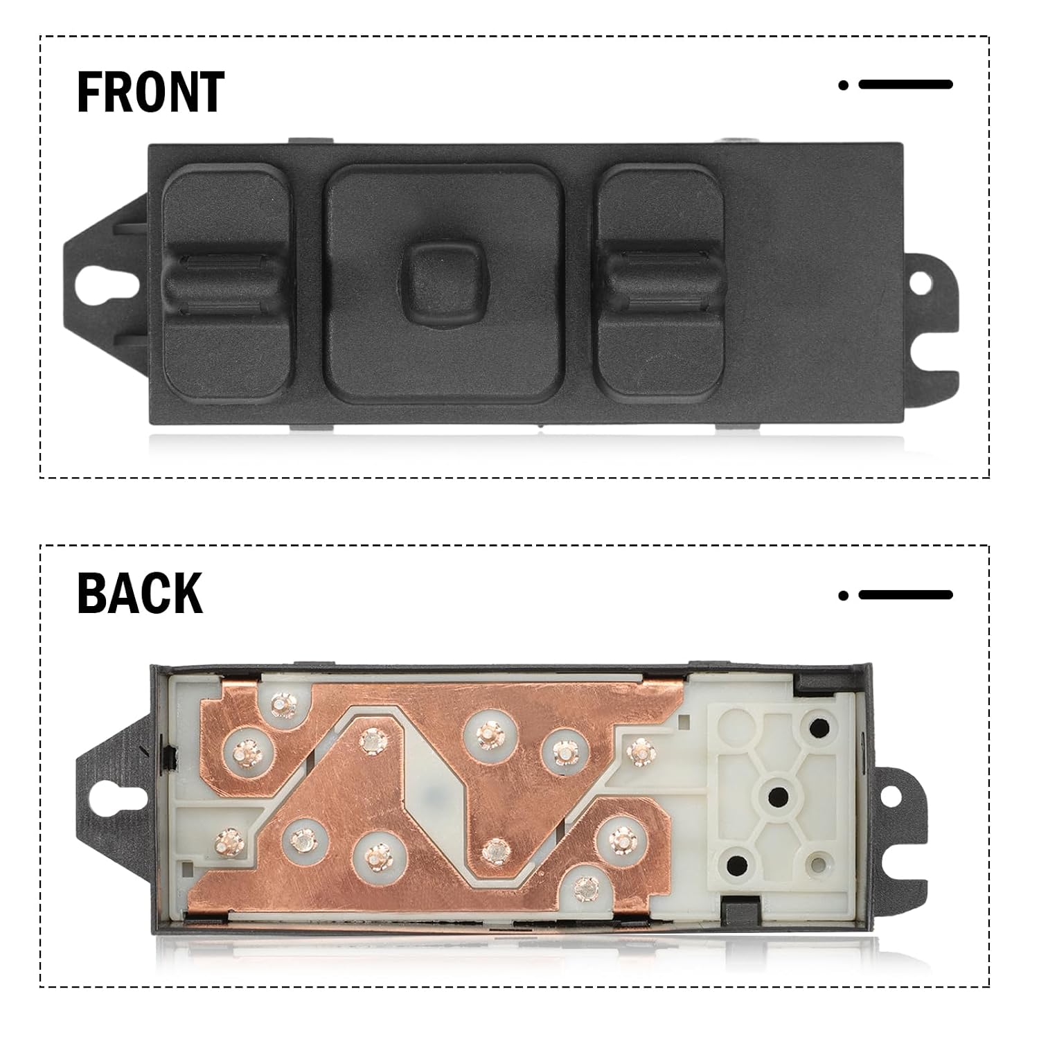 Power Seat Switch Front Left Driver Side Compatible with 1994-2010 Ram 1500/2500/3500/4500/5500; 1990-2004 Jeep; 1989-1994 Chrysler OEM 5016846AB; 56049777AA; 4373666; 4373666AA