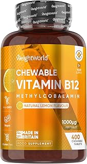 Vitamin B12 Tablets 1000mcg - 1+ Year Supply - 400 Chewable Tablets - Natural Lemon Flavour - Vegan & Gluten-Free - Methylcobalamin Form - B12 Vitamins for Women & Men - Made in The UK