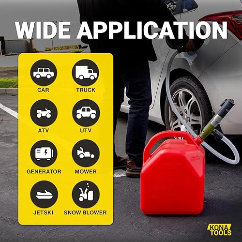 Miniatura 25 de Bomba de transferencia de combustible portátil con manguera de goma KTEP01MRUSB – Batería y USB-C Boquilla de seguridad, manguera resistente