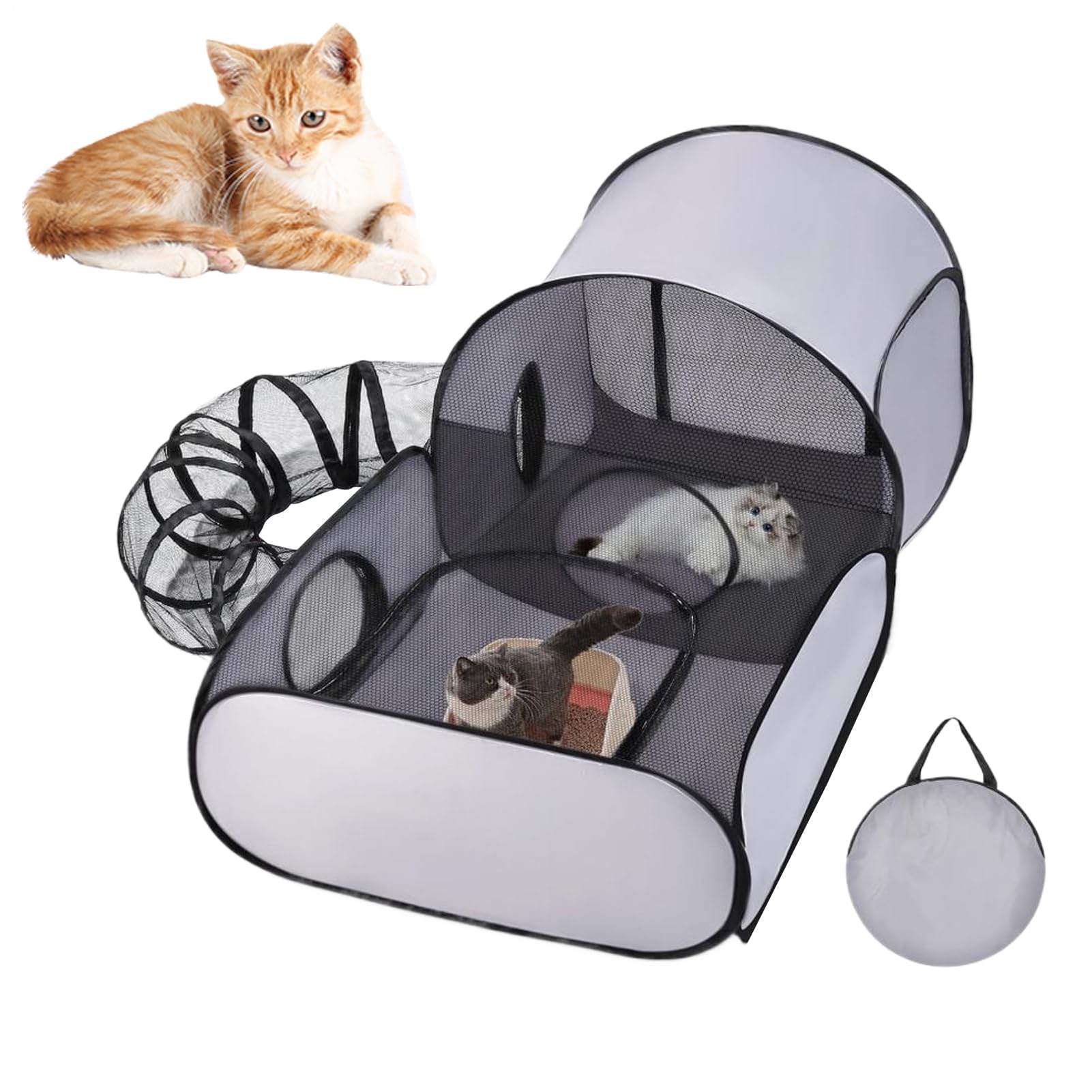 Corralito para Gatos al Aire Libre | Túneles de recinto para Gatos, Corral de Juego para Perros – Túnel Plegable para Ejercicio, Juguetes interactivos para Gatitos y Cachorros, Juegos de Interior y