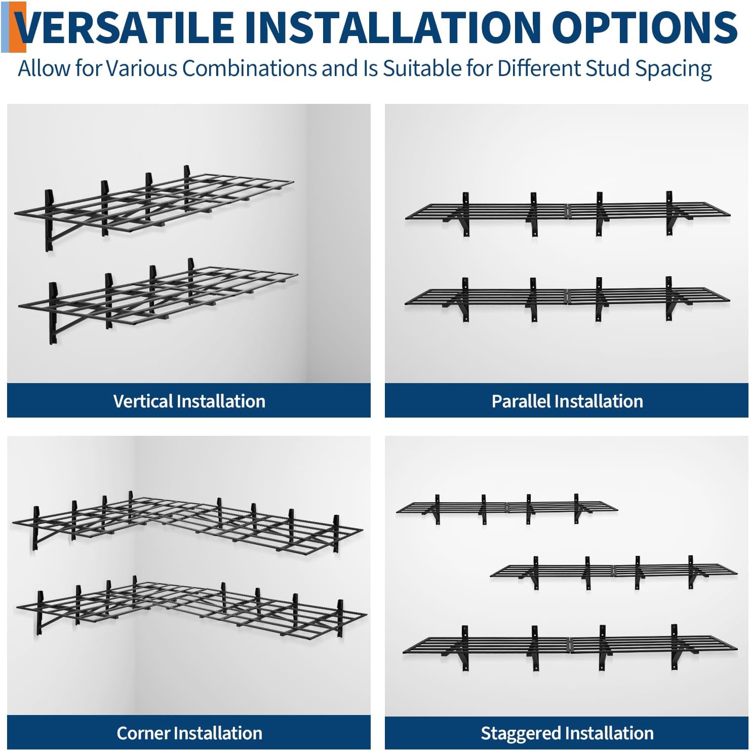 Garage Storage Shelving Wall Mounted, 2 Pack 2x6 ft Wall Mount Shelves, 1600 LBS Heavy Duty Sturdy Shelves, Folding Strong Garage Organiser, Storage Racks for Shop, Shed, Storage Shelve