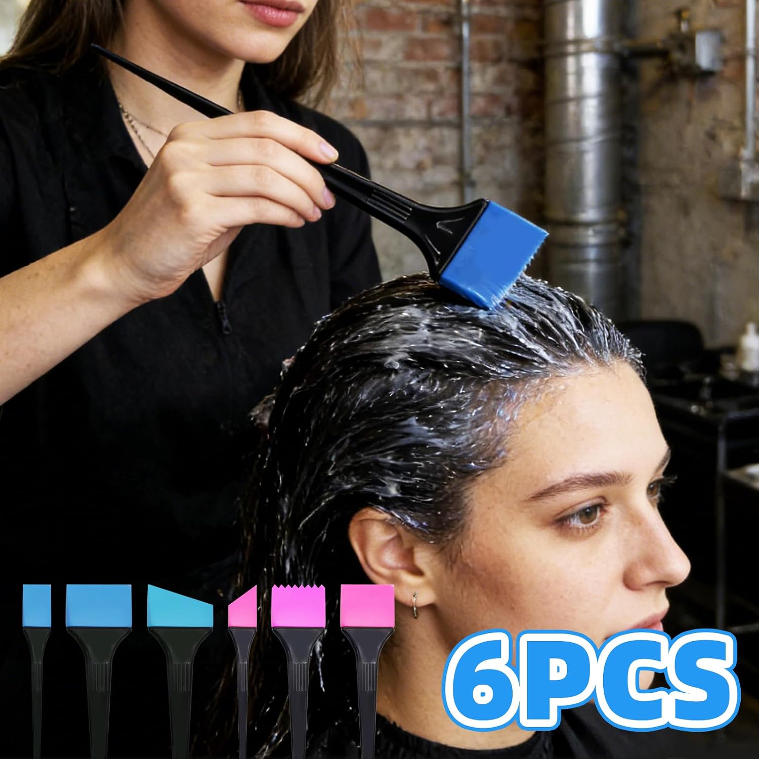 6 Pcs Silicone Hair Dye Brushes, Non Stick Color Hair Color Brush