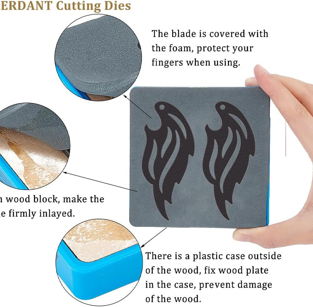 SUPERDANT 1 Pcs Wooden Earring Die Wing Leather Cutter Compatible with Die Cutting Machine Precision Craft Mold for DIY Jewelry Handmade Lover Gifts 3.94x3.94 Inch/10x10cm