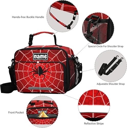 Miniatura 3 de Bolsa de almuerzo personalizada de telaraña de Halloween para niños y niñas, bolsa de almuerzo personalizada con tu nombre, lonchera aislada para la