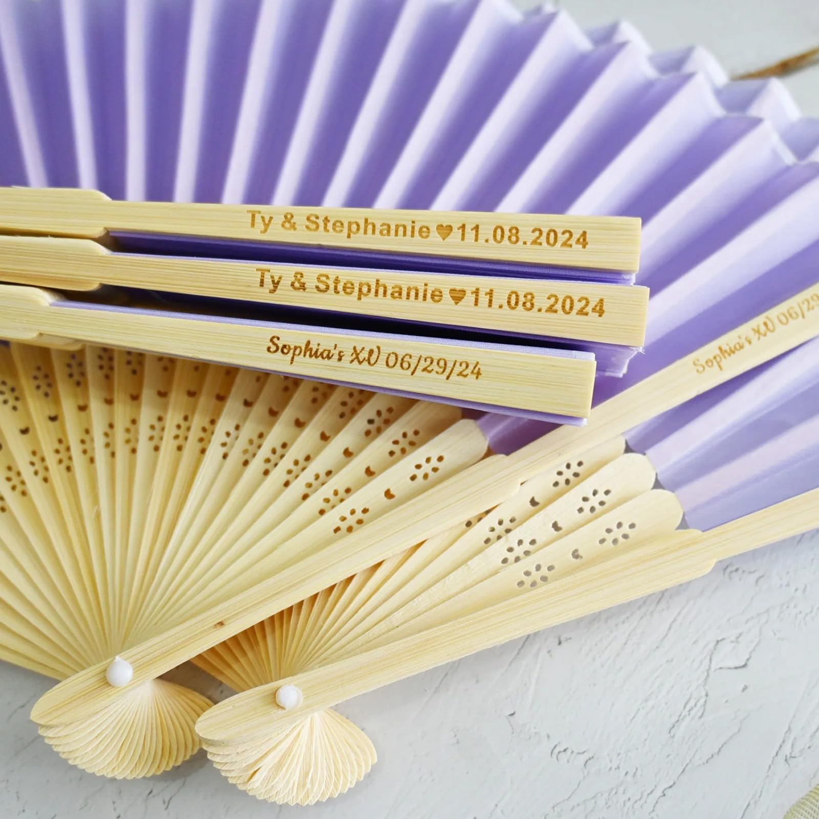 Éventails à main personnalisés pour mariage d'été en plein air | Lot de 50