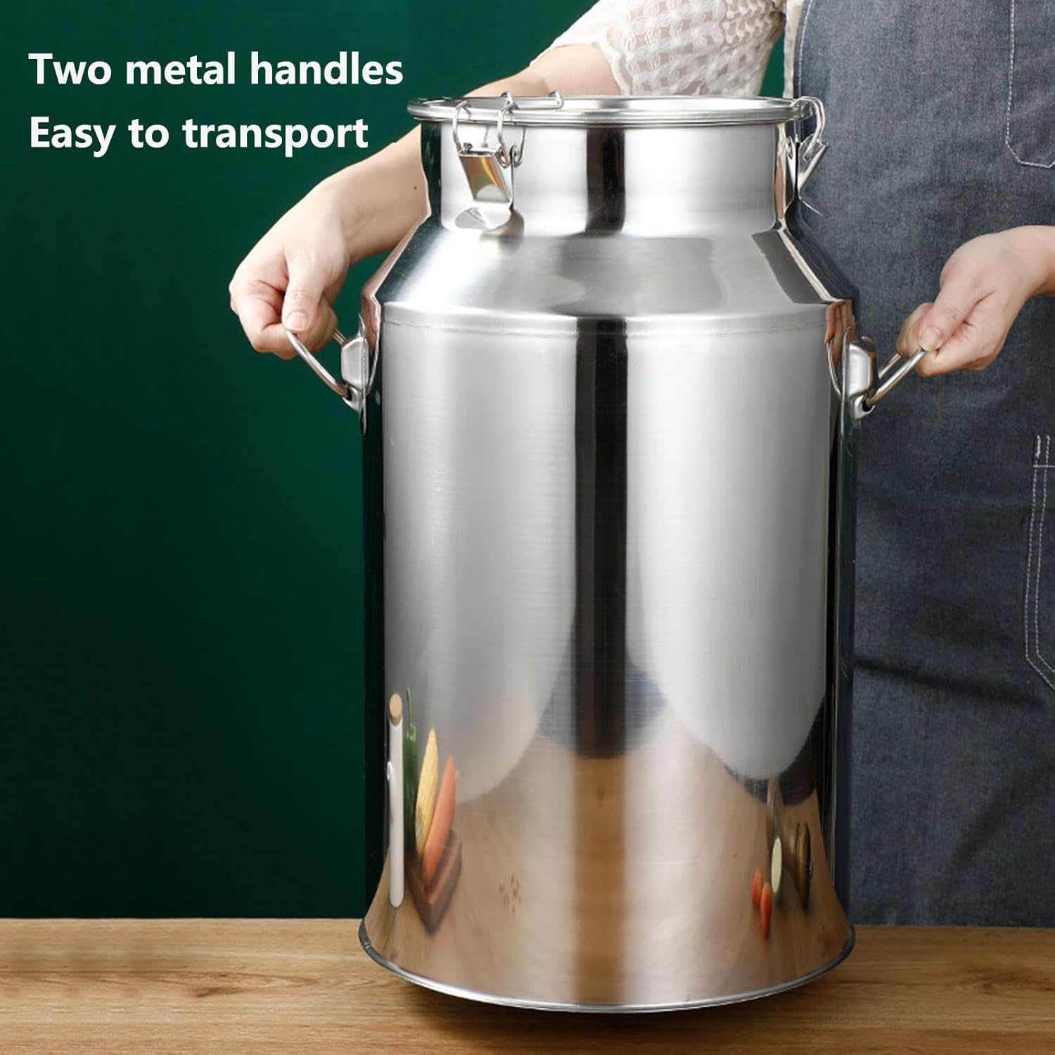 Pail Milk Can Bucket,Milk Bucket Oil Barrel Wine 201 Stainless Steel Can, Storage Tank with Sealed Lid for and Liquid Storage,68L