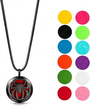 Black Chrome Spider Diffuser Necklace | Essential Oil Aromatherapy Locket