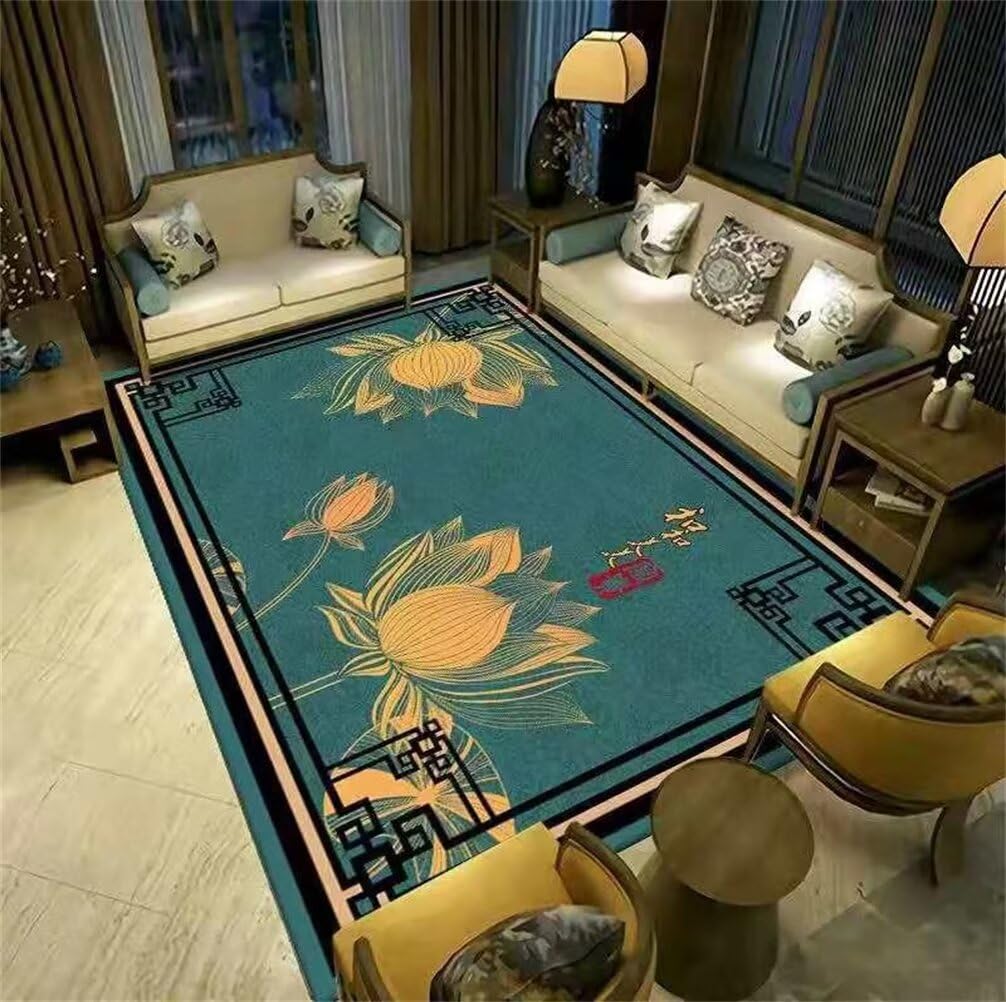Tapis facile d'entretien 50x80cm oriental bleu chambre garçon