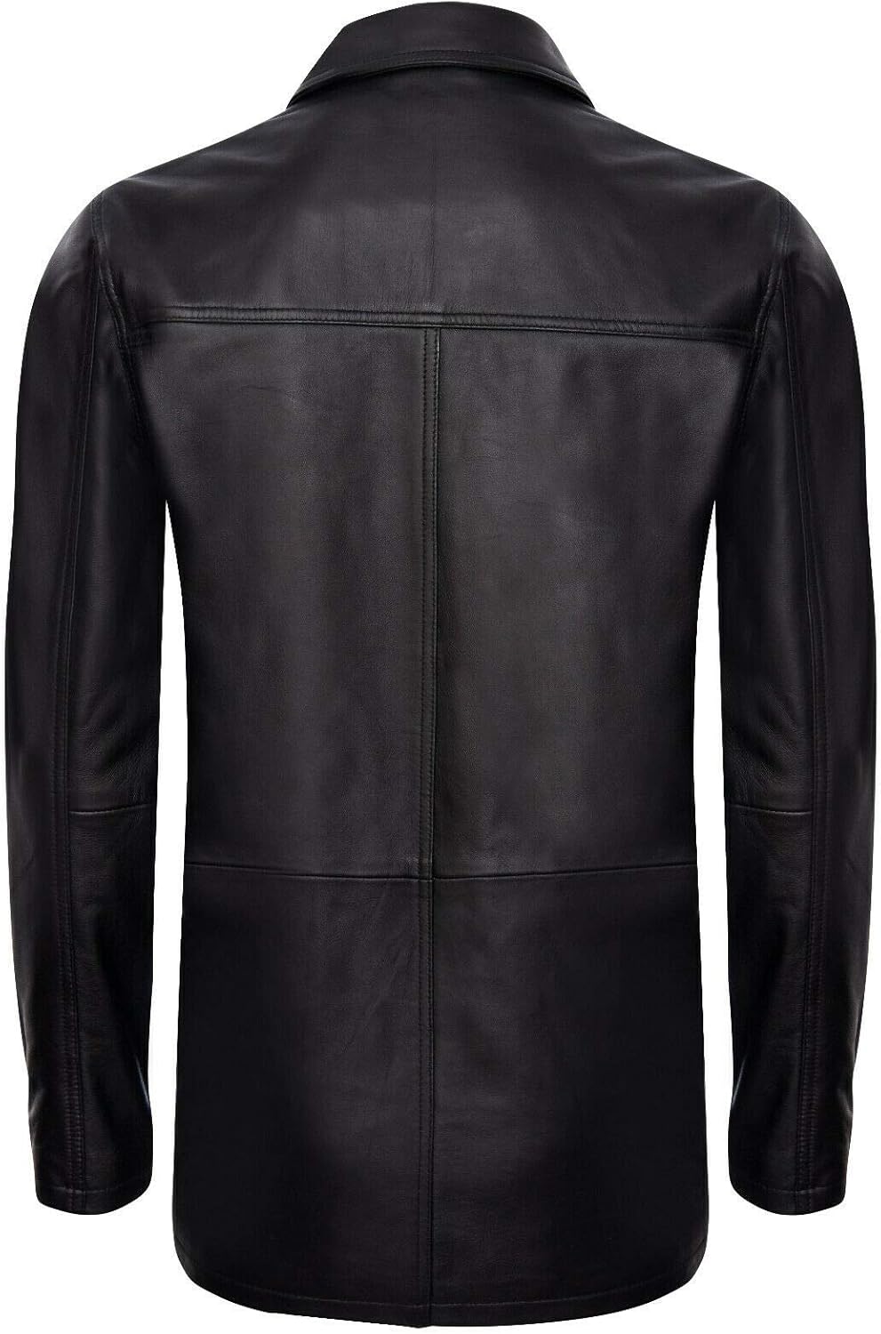 Men's Classic Black Genuine Real Leather Safari Parker Trench Jacket