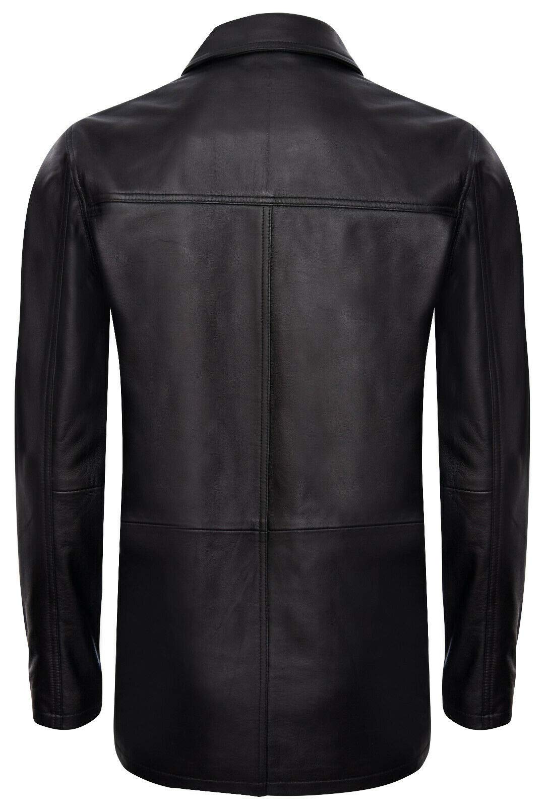 Herren Klassisch Schwarz Echtes Leder Safari Parker Graben Jacke