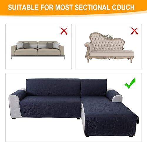 Miniatura 6 de Fundas de sofá seccional, en forma de L, para perros, reversible, funda protectora de muebles para mascotas y gatos