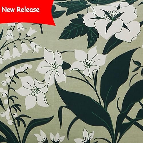 Miniatura 6 de Helthep Sábanas de cama 100% algodón con estampado floral verde, juego de sábanas tamaño King con bolsillo profundo de 17.5 pulgadas, 4 sábanas con