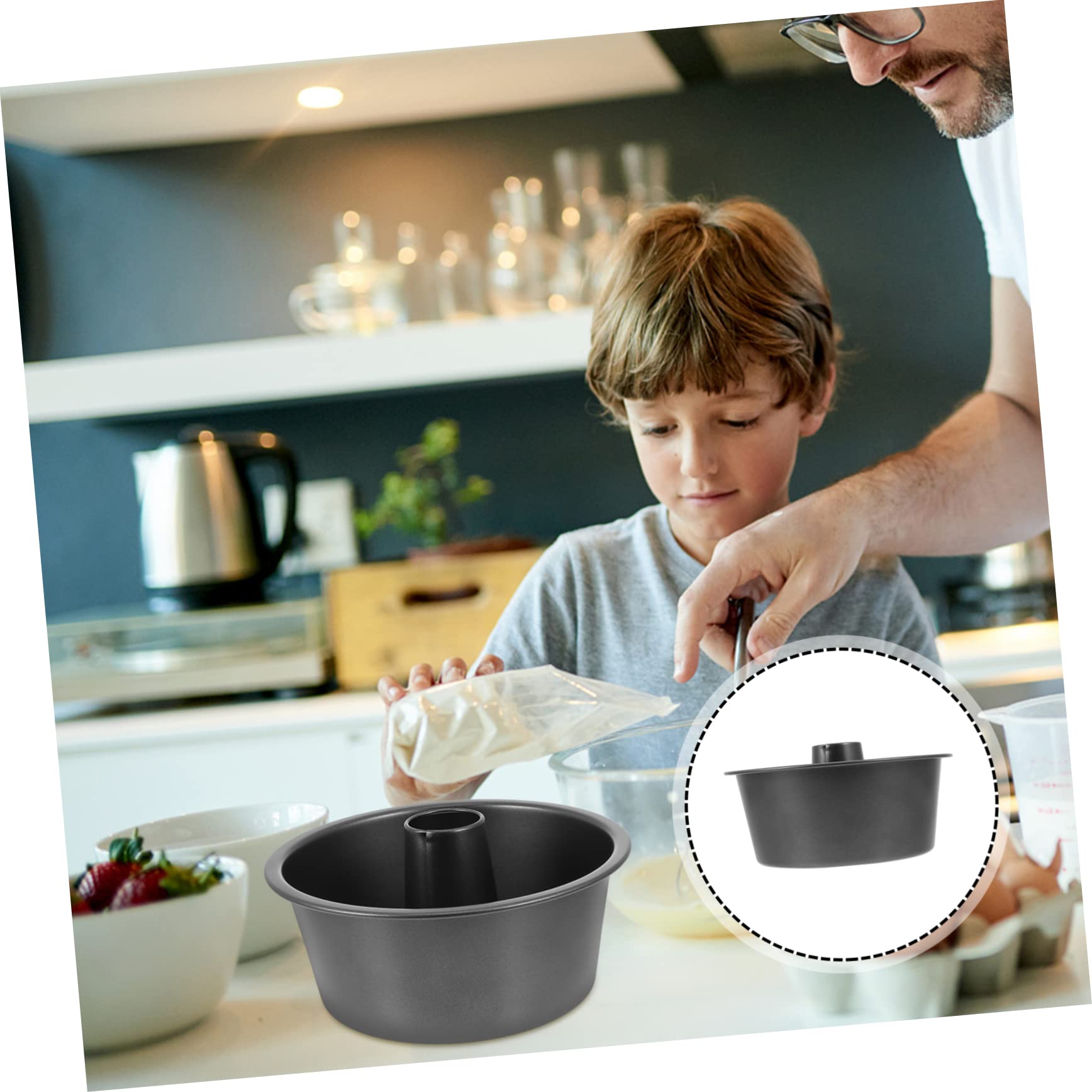 Amosfun 2 Piezas Molde de torta hueco molde para pasteles estriado tarta de queso moldes molde redondo planchas de asar molde de pastel útil herramienta para hornear acero carbono Black