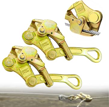 2PCS 4400Lbs Cable Puller Steel Wire Grip, 2 Ton Cable Puller Wire Puller for 5/32-7/8 Steel Wire Rope, Wire Pulling Come Along Tools