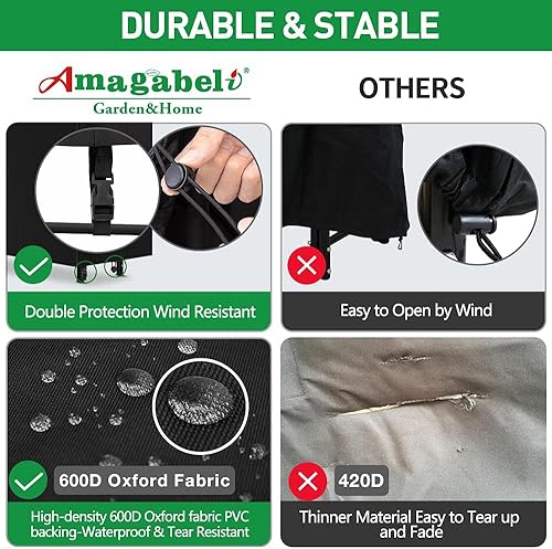 Miniatura 3 de AMAGABELI GARDEN & HOME Cubierta para estante de leña de 8 pies, resistente a la intemperie, resistente al agua, 600D, tela Oxford, soporte para