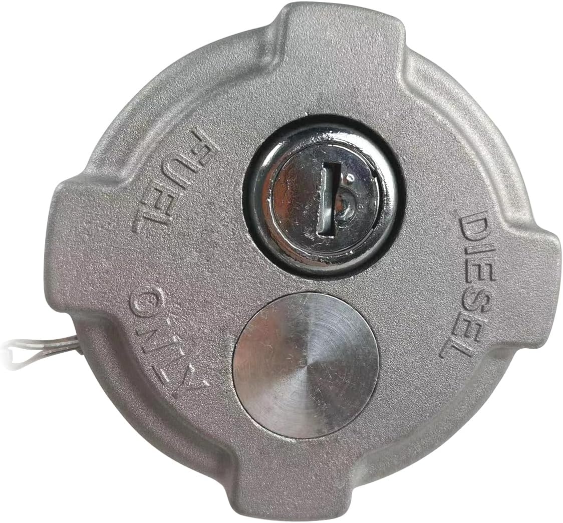 2 1/4" locking diesel fuel cap Compatible with Reefer Trailer, International MD Semi Trucks, Ford 650/750 Replace FTA-C02 FTA-N-04 FTA-N6-16 FTA-N-73 Equipped with rubber seal ring safety chain (2PCS)