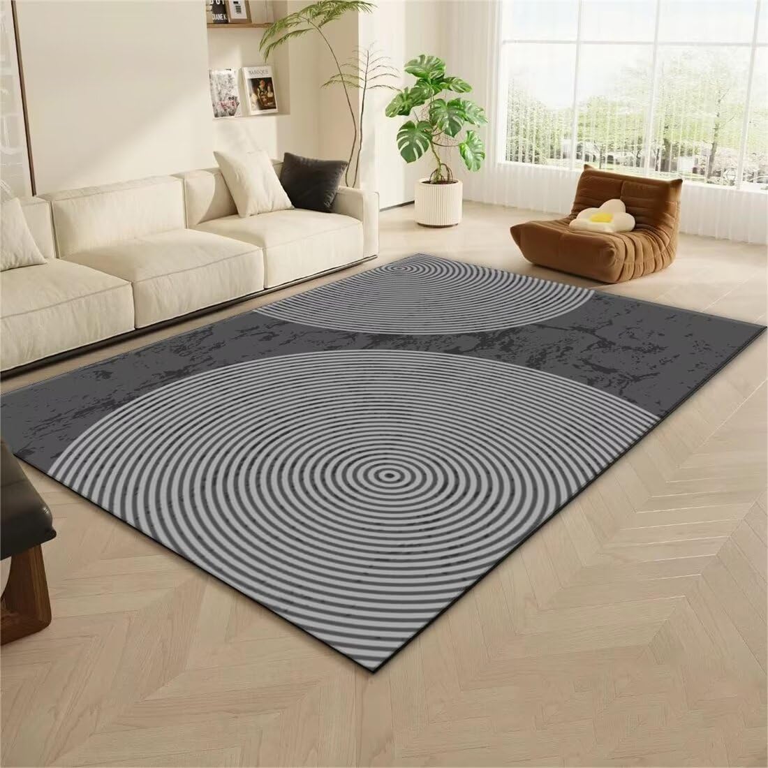 Tapis de salon lavable gris 70x140cm avec motif arbre et coussin sol enfant pour chambre