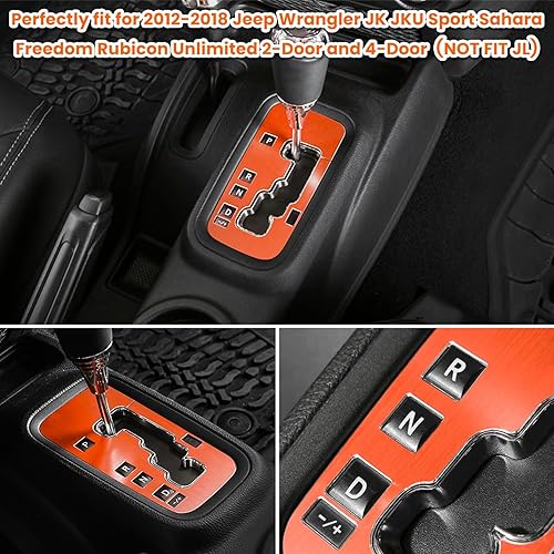 Vista 10 de Cubierta interior, engranaje marco de terminación de aluminio, accesorios para Jeep Wrangler 2011 2012 2013 2014 2015 2016 2017 E-cowlboy, Rojo