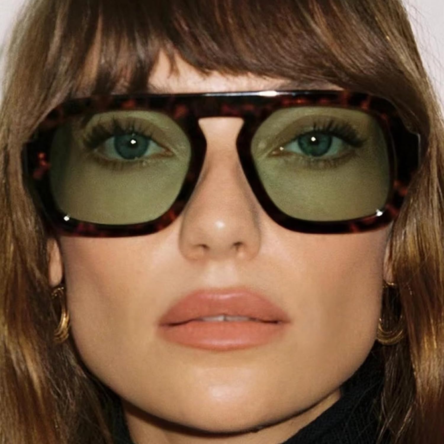 Trendy Hexagon Aviator Sunglasses for Women Men 70s Retro Square Flat Top Geometric Sun Glasses Shades - Image 2