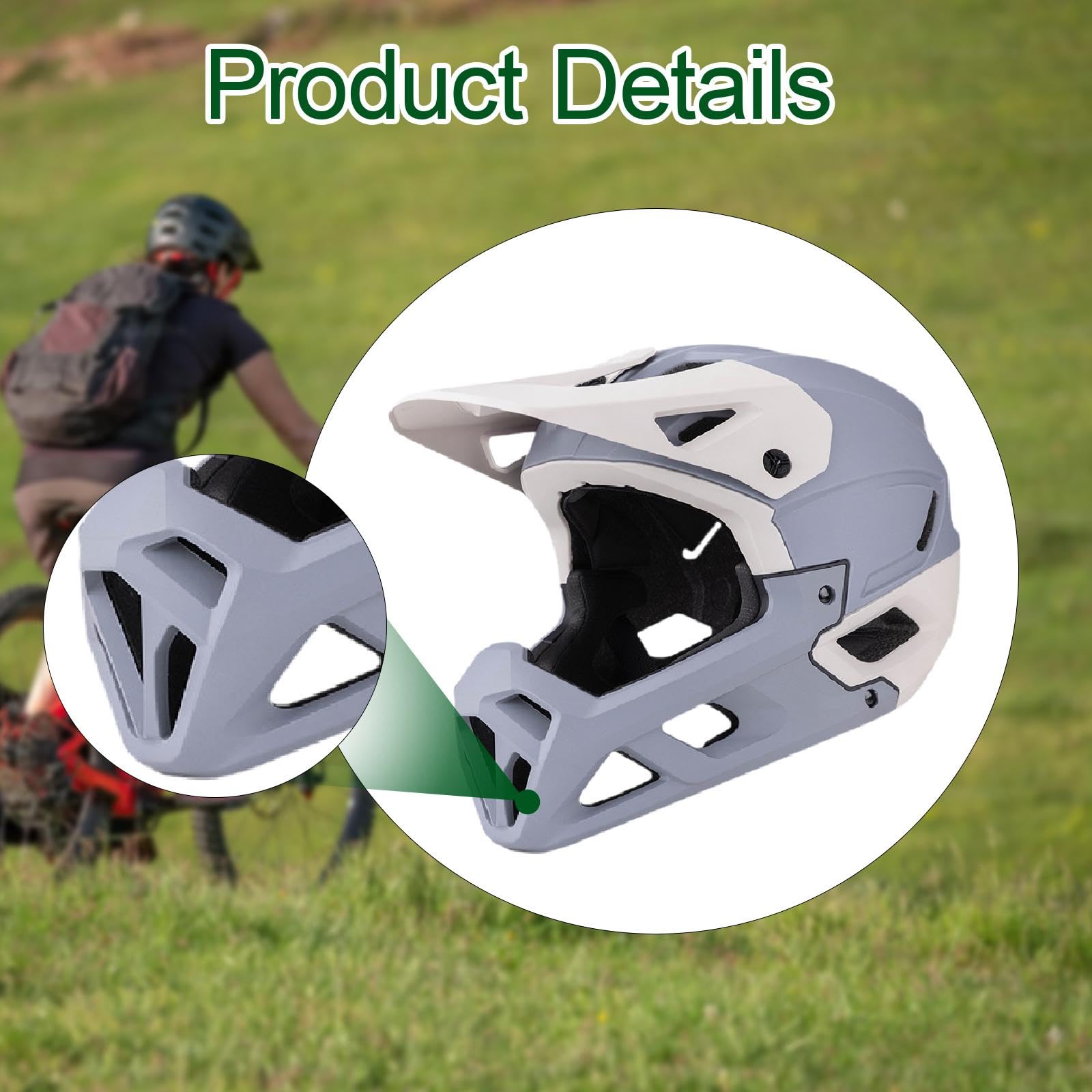 Casco Integrale da Bici con Visiera Parasole, Adatto per Mountain Bike E Ciclismo su Strada, Design Regolabile.