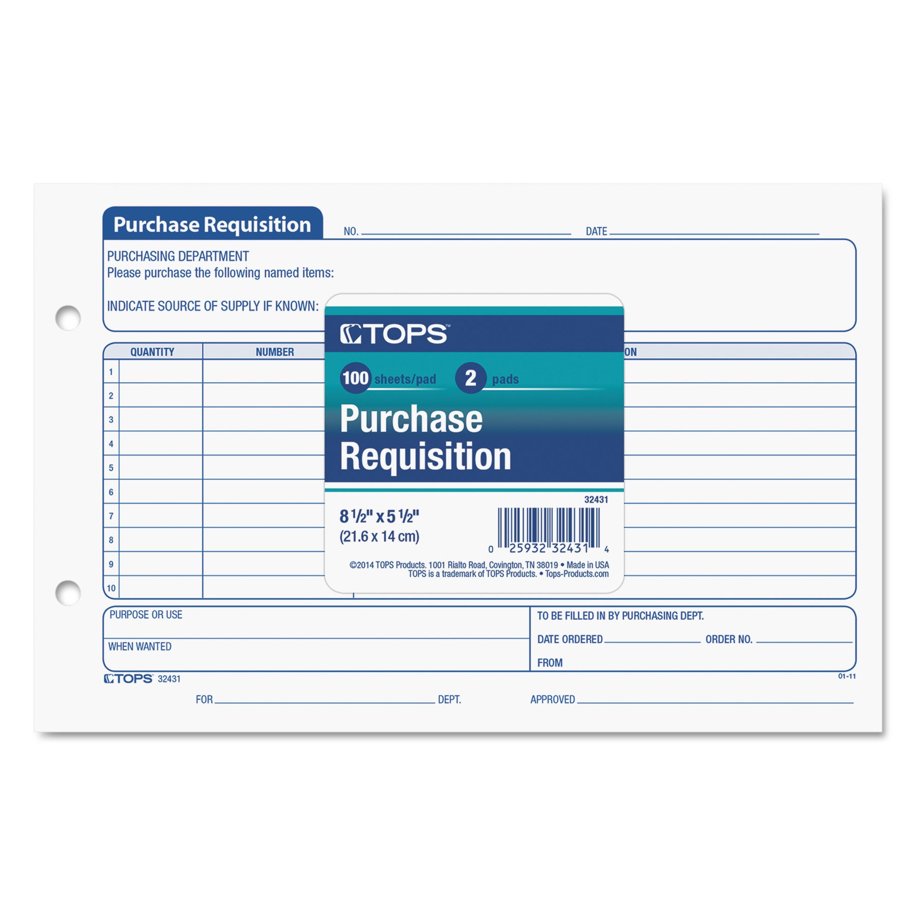 Amazon.com : TOPS Purchase Requisition Pad, 10 Lines, 5.5 x 8 Inches, 100  Sheets per Pad, 2 Pads/Pack (32431) : Blank Purchase Order Forms : Office  Products