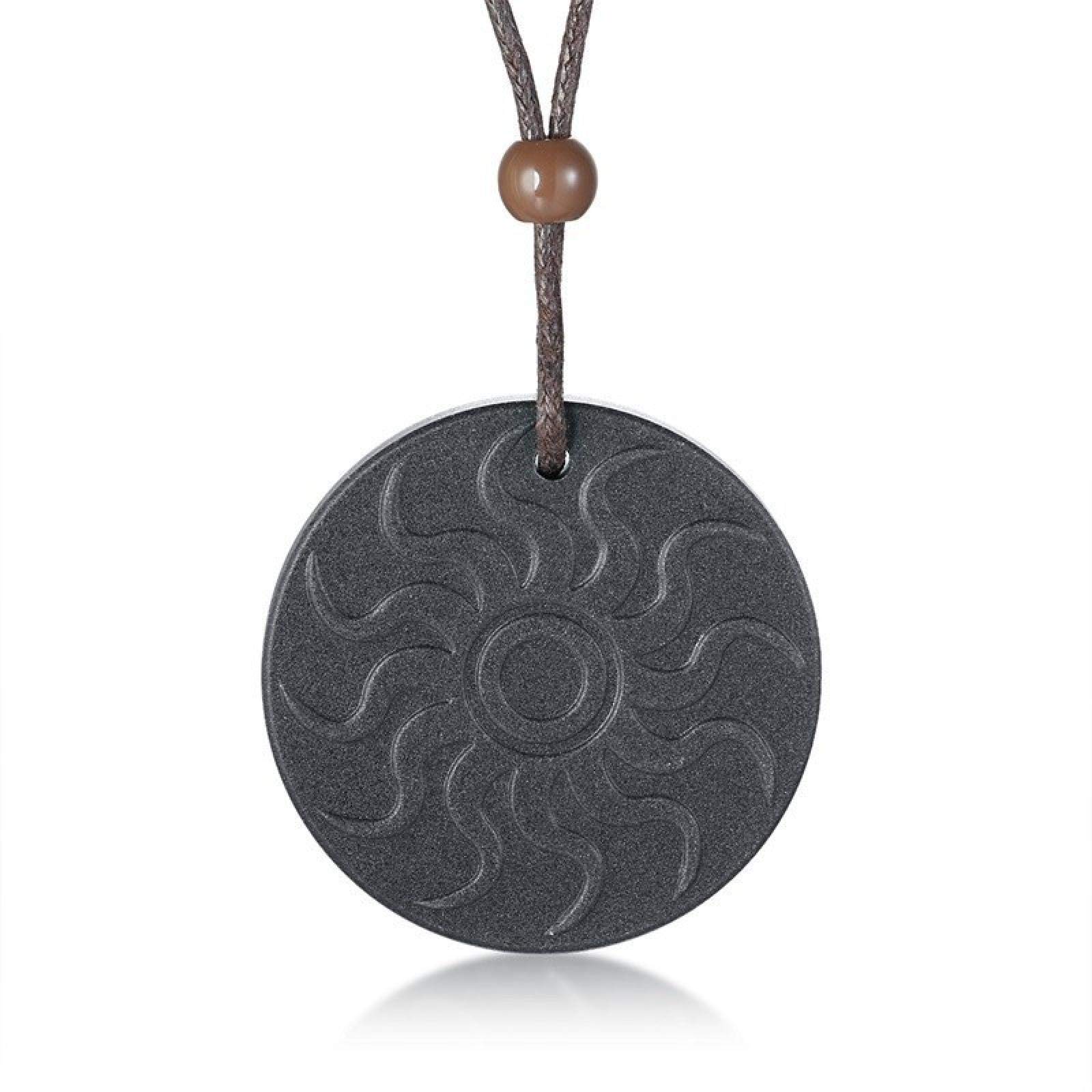 guodongMens Quantum Scalar Bio Energy Science Necklace AUM OM Dog Tag Pendant Volcanic Lava Stone Radiation Protection Male Gift
