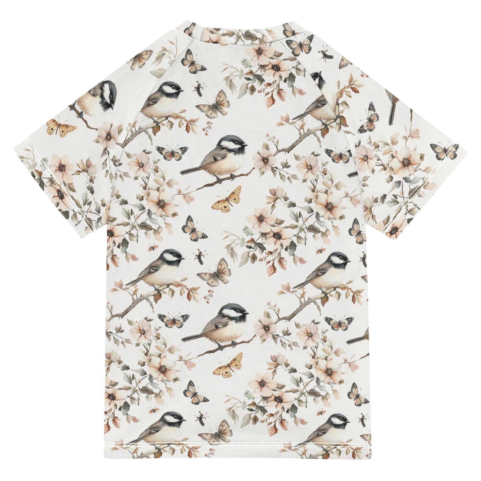 Kids Bathing Suits Girls Short Sleeve Swimsuits for Kid Girls 7T Aesthetic Black - Capped Chickadee Birds A River