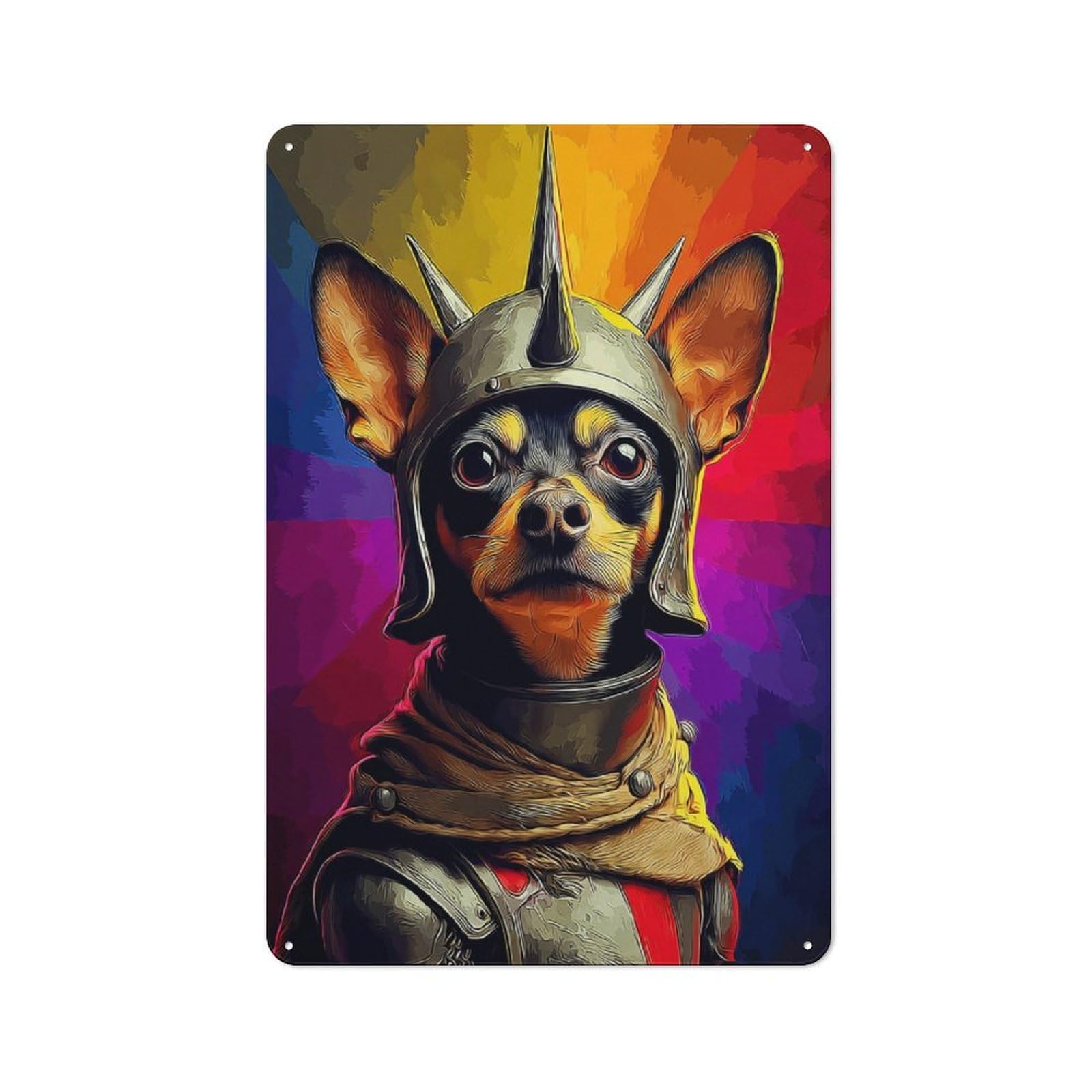 Junmoney Knightly Canine In Armor -2 Vintage Vintage Tin Sign 30X20cm, Cafe Wall Decor For Bakery, Diner, Cafe Or Family Room