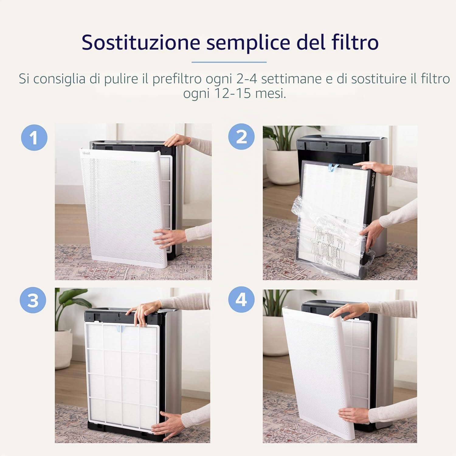 LEVOIT EverestAir Filtro di Ricambio Originale per Purificatore d'Aria con la Modalità Sonno, Filtro HEPA 3 in 1, Efficienza Carbone Attivo, EverestAir-RF, 1 pezzo, Bianco