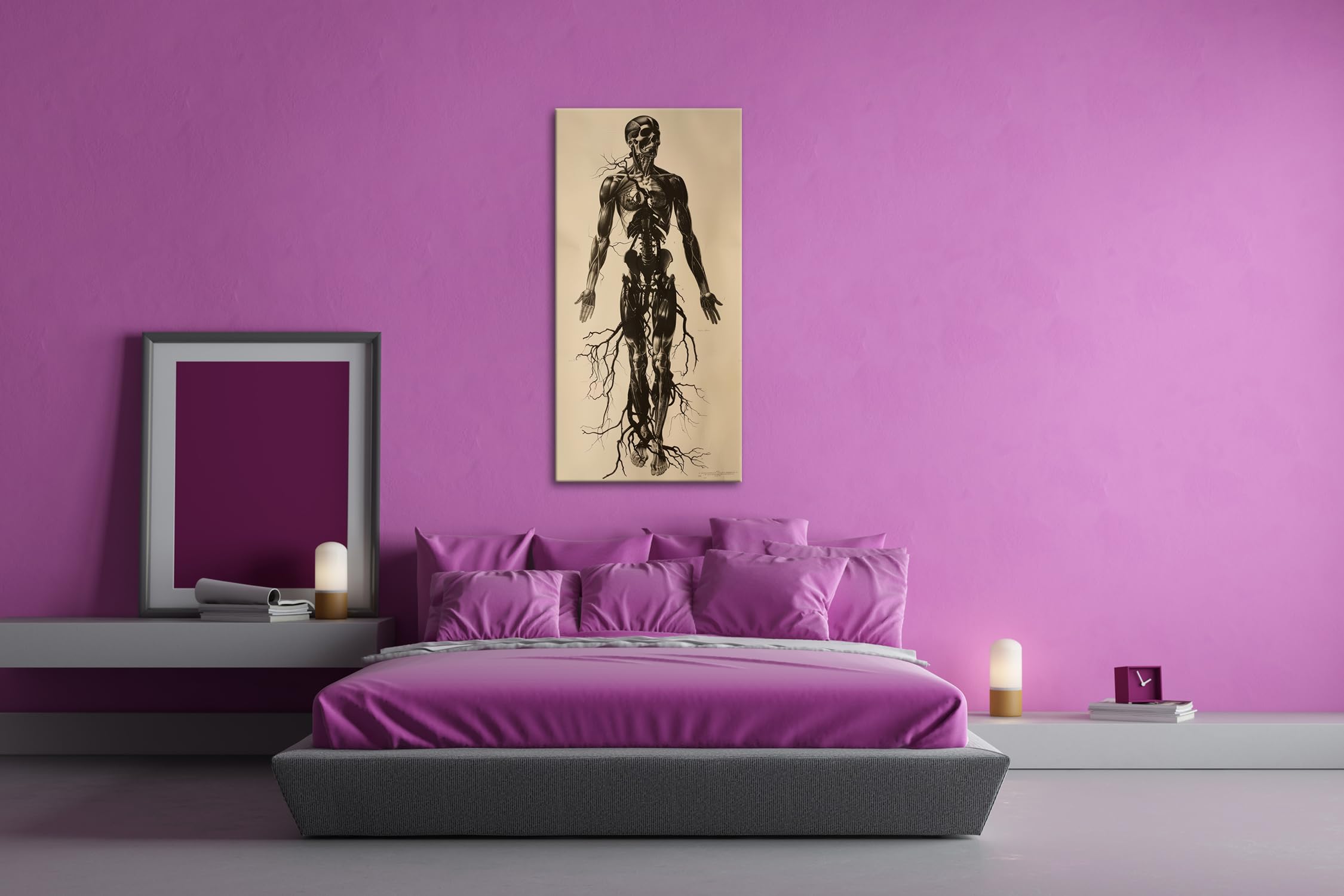 Leinwandbild Anatomische Eleganz in düsteren Linien Panorama 120x60cm XXL Kunstdruck Bild auf Keilrahmen/Wandbild/Wohnzimmer Dekoration