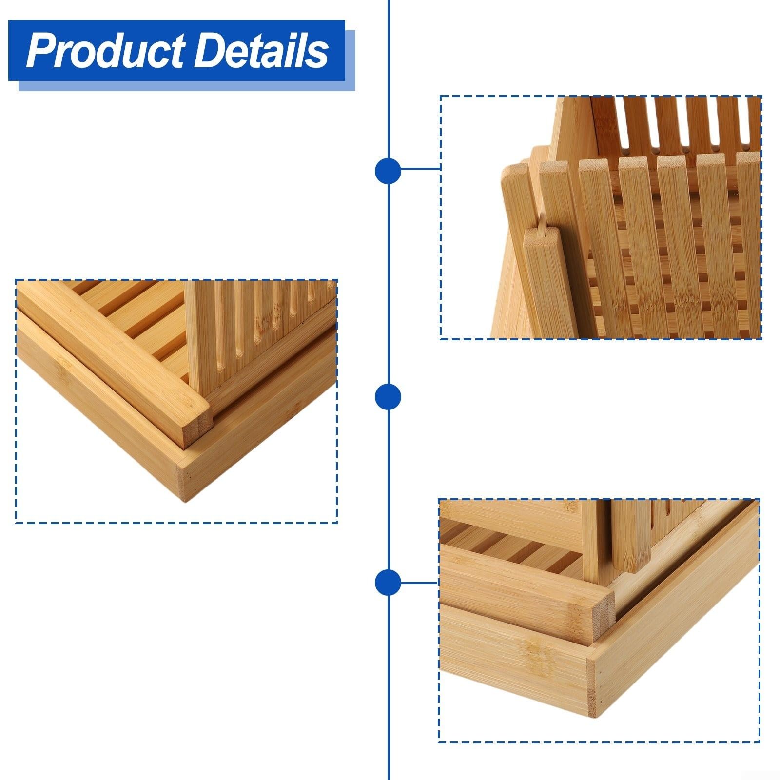 Affetta pane in legno per pane fatto in casa, regolabile, spessore 0,8-2 cm, guida di taglio con base antiscivolo, tagliere pieghevole da cucina per pane, frutta, verdura,