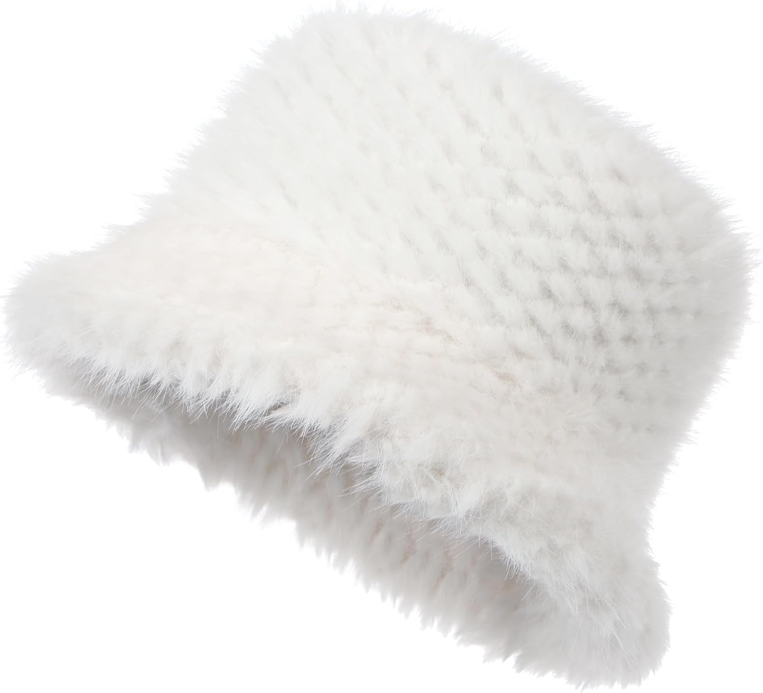 Women's Faux Fur Bucket Hat Teddy Style Cloche Hat Winter Furry Warm Fisherman Cap - Image 2